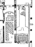 00480 ostia - regio ii - decumanus maximus - sacello - grundriss - quelle - paribeni 1920, plan on p. 158.jpg